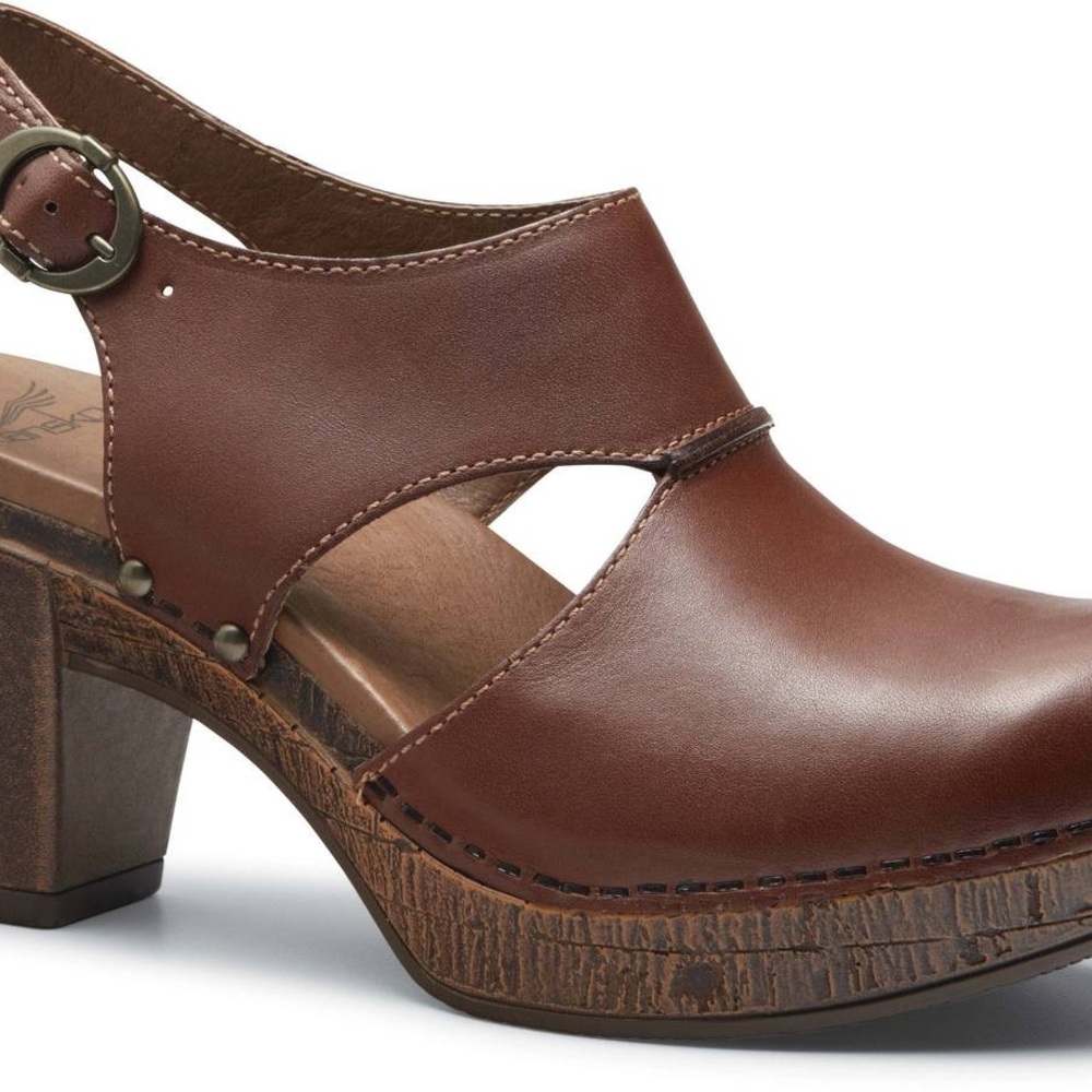 Dansko Women’s Brown Leather Slingback Heels - Picture 2 of 7